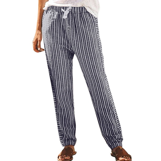 Pantalones largos con estampado de bolsillo suelto informal de verano para mujer a la moda Fridja alkflakhf33398