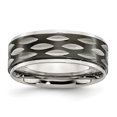 thumbnail image 2 of Auriga Fine Jewelry Stainless Steel Polished Black IP-plated 8 mm Grooved Band for Women Size 9.5, 2 of 7