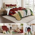 thumbnail image 6 of Quilts Queen Size Bedding Set, Christmas Trees Lightweight Quilted Comforter, Gold Green Xmas Snowflake Pine Plaid Red Soft Reversible Bedspread Coverlet with Pillow Covers for All Season, 90" x 96", 6 of 9