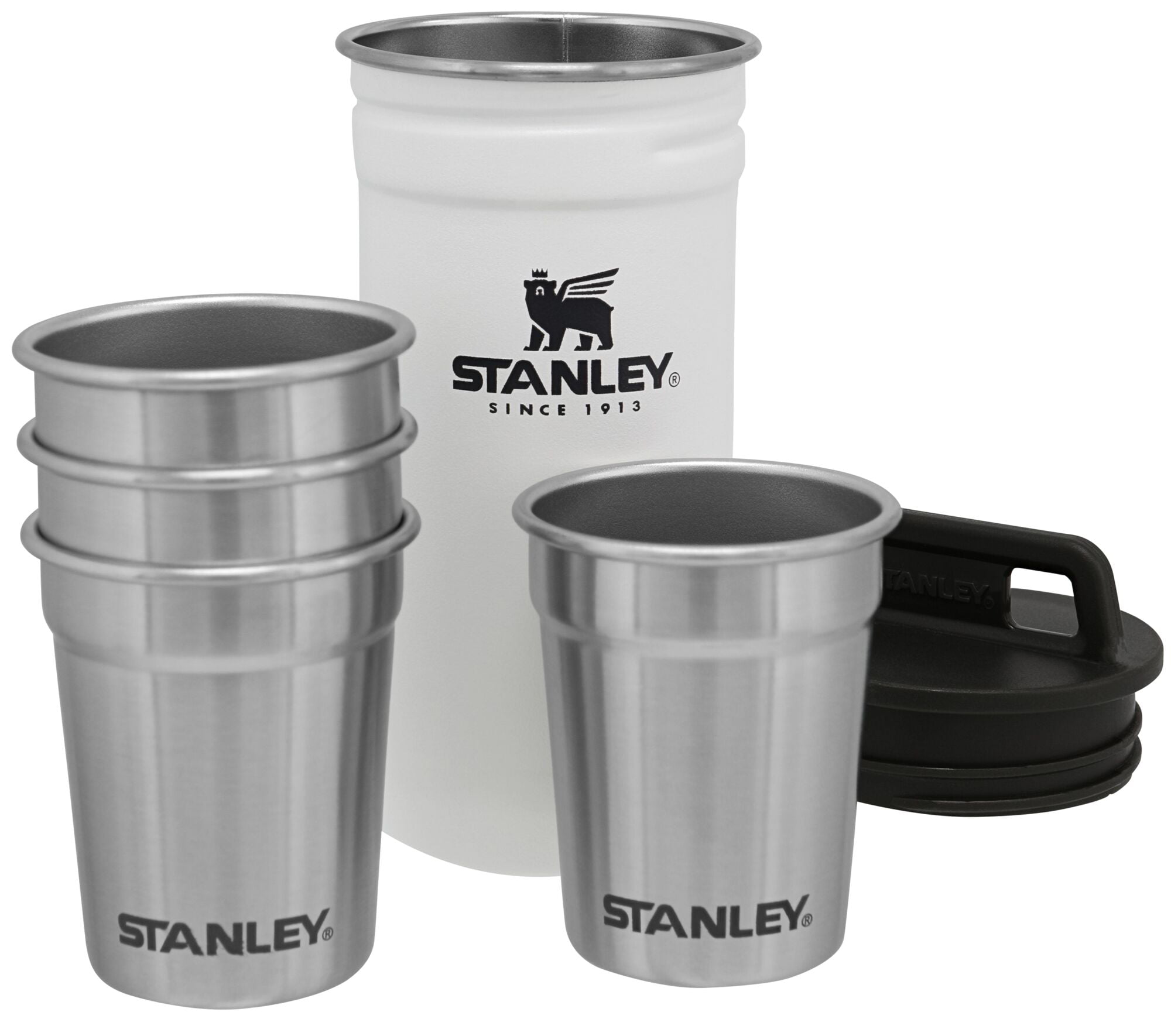 Stanley Adventure Pre-Party Shot Glasses Set + Hip Flask Hammertone Green –  BPA Free Stainless Steel Flask - Alcohol Gifts Set - Dishwasher Safe