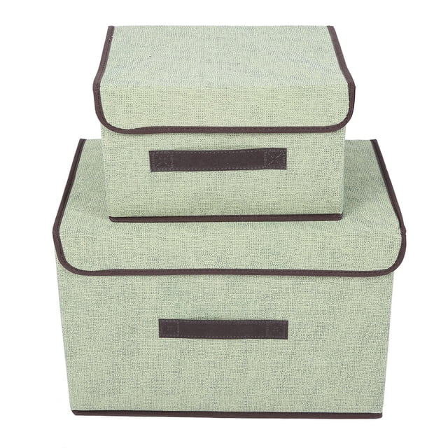 Juego de 2 contenedores organizadores de tela cuadrados para ropa y artículos, cajas de almacenamiento de tela plegables portátiles y que ahorran espacio