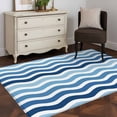 thumbnail image 3 of Blue Gradient Washable Area Rug 3x5 Water Ripple Striped Modern Low-Profile Large Area Rugs with Non Slip Backing Indoor Floor Carpet for Entrance Living Room Bedroom Home Office, 3 of 9