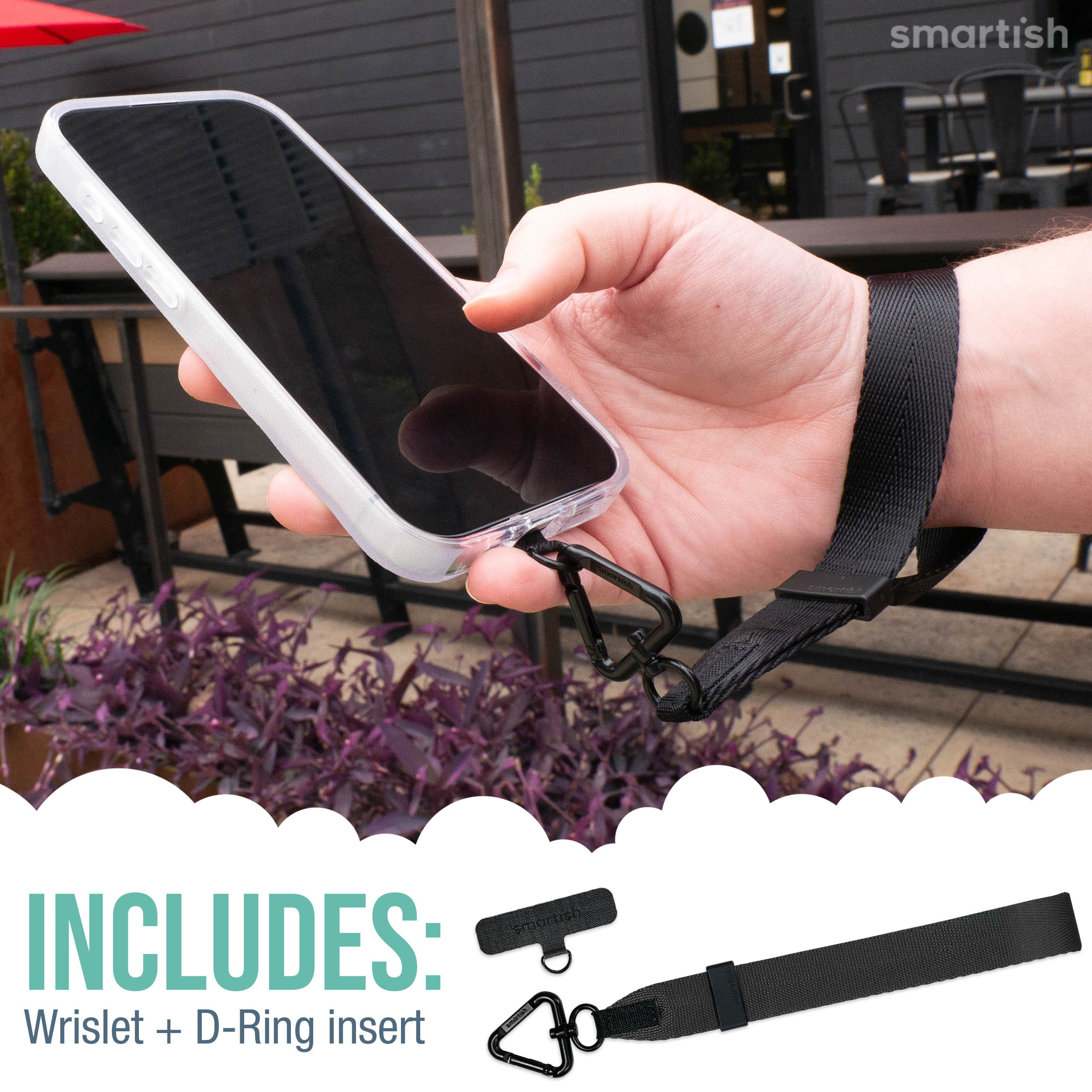 Smartish Phone Wristlet - Case Clinger - Universal IPhone Holder With Detachable Wrist Strap Loop For All Phone Cases - Black Vegan Leather - View #6