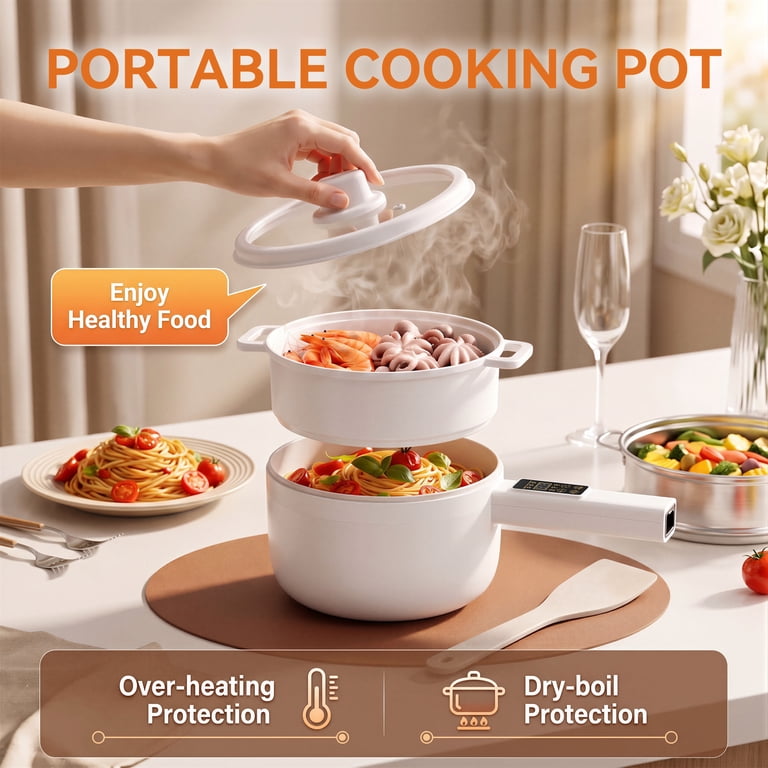 Suodoka Smart Electric Hot Pot, 2 Qt, White with Touch Screen photo 3