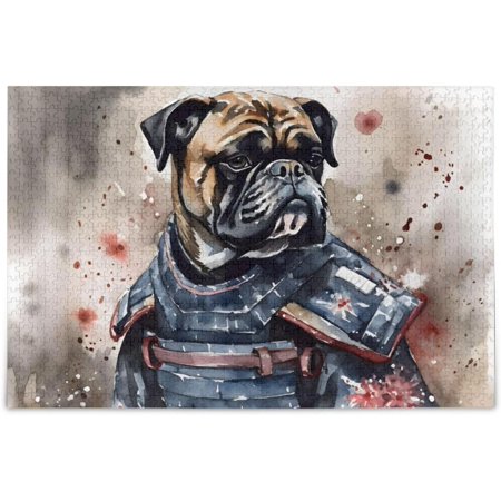 Hotbar Dog Wear Armor Jigsaw Puzzle 1000 Pieces, Zigsaw Puzzles with Storage Bag Reference Picture Alphabet Back 29.5×19.7 in