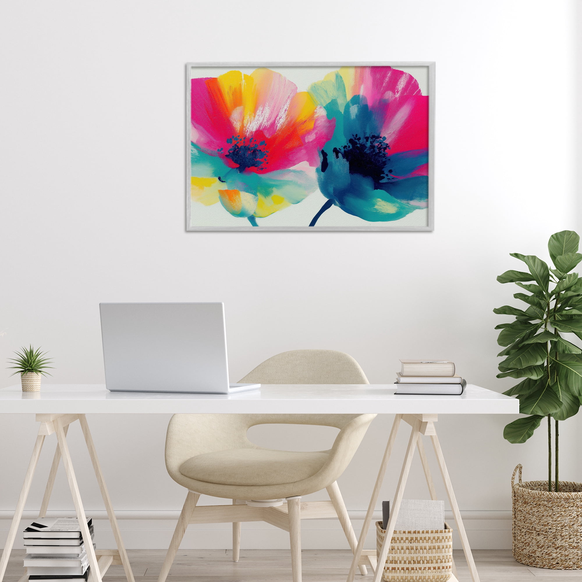 Stupell Industries Two Colorful Poppies Gray Framed Giclee Art, design by Chromatic Storm Studio