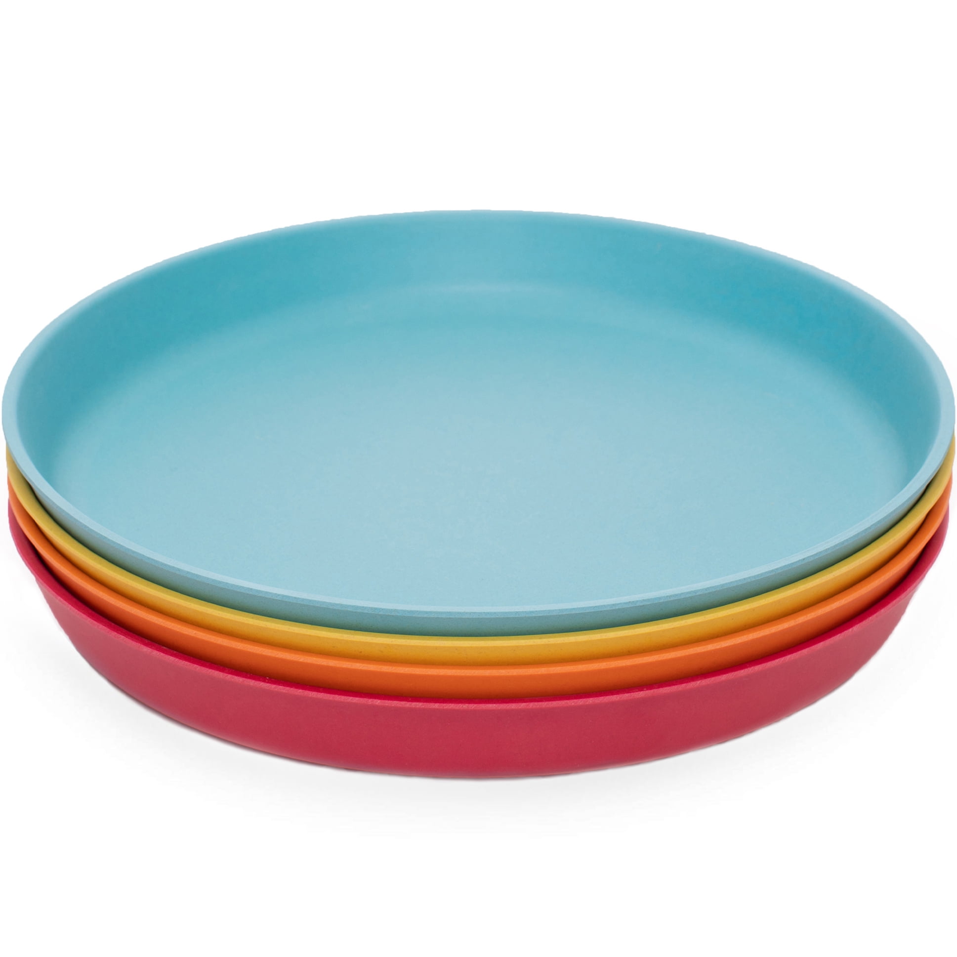 WeeSprout Kid-Sized Bamboo Plates, 4 Pack, Without Lids