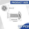 thumbnail image 2 of Uxcell Vis de Machine à Tête de Poêle, Vis Rondes en Acier Inoxydable 304 pour Armoire 100 10-24 x 3/8 Pouces, 2 of 7