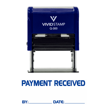 Vivid Stamp Payment Received By Date Self Inking Rubber Stamp (Blue Ink) - Large