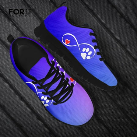 

Pet Paw Footprint Pattern Woman Shoes Cute Dog Heart Printing Sneakers Women Breathable Casual Ladies Shoes Flat