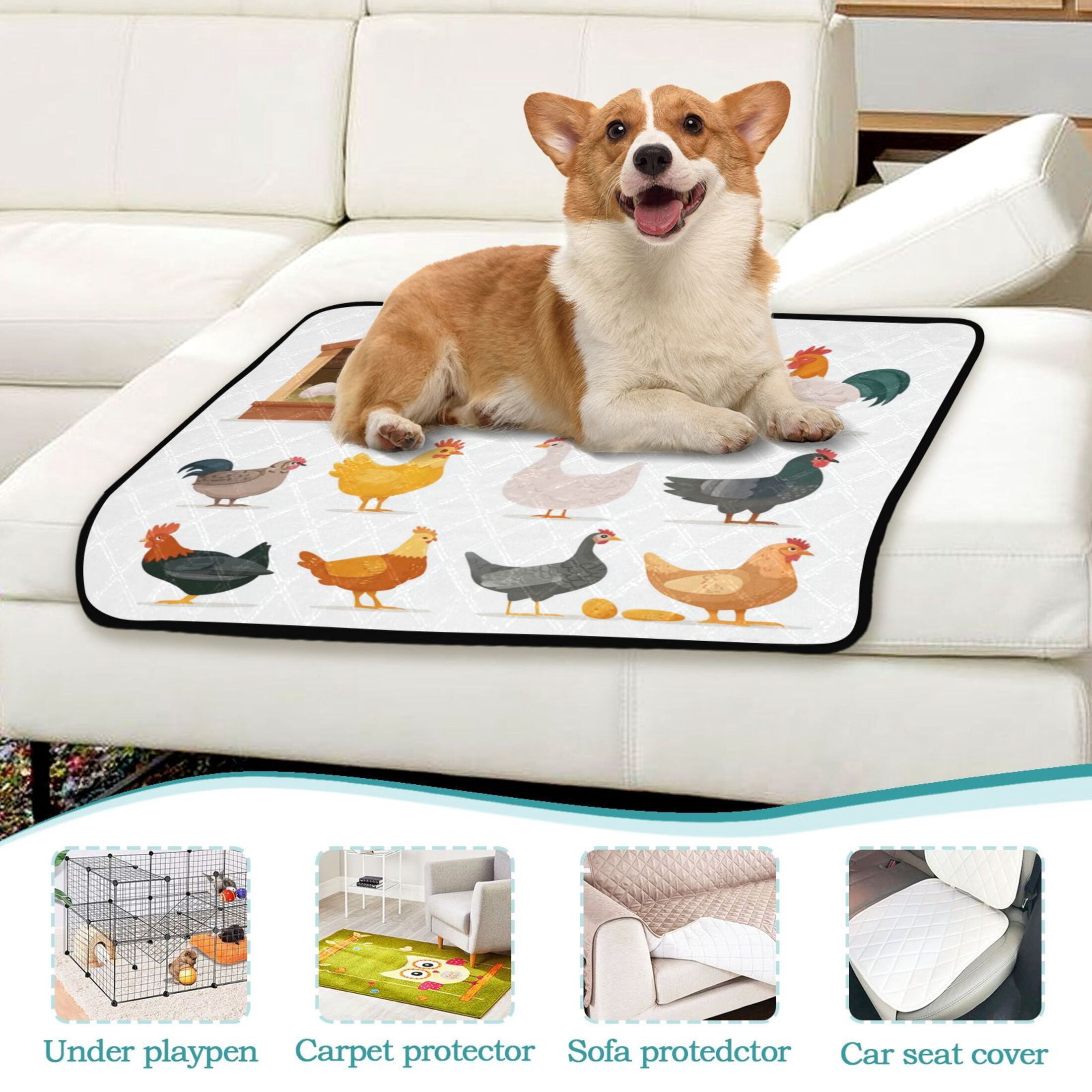 IAUYY Washable Pee Pads for Dogs Smallx3 Absorbent and Leak-Proof Non-Slip Reusable Puppy Pee Pads for Dogs Applicable to Playpen Potty Crate in The Chicken Coop