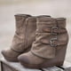 thumbnail image 1 of Zapatos casuales cómodos de estilo Clan con tacón inclinado y punta redonda para mujer, zapatos sólidos para exteriores Wmkox8yii sa2297, 1 of 4