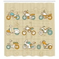 thumbnail image 3 of Urban Shower Curtain, Hand Drawn Motorcycles on City Traffic Background Transportation, Fabric Bathroom Set with Hooks, 69W X 75L Inches Long, Sand Brown Marigold Pale Blue, by Ambesonne, 3 of 3
