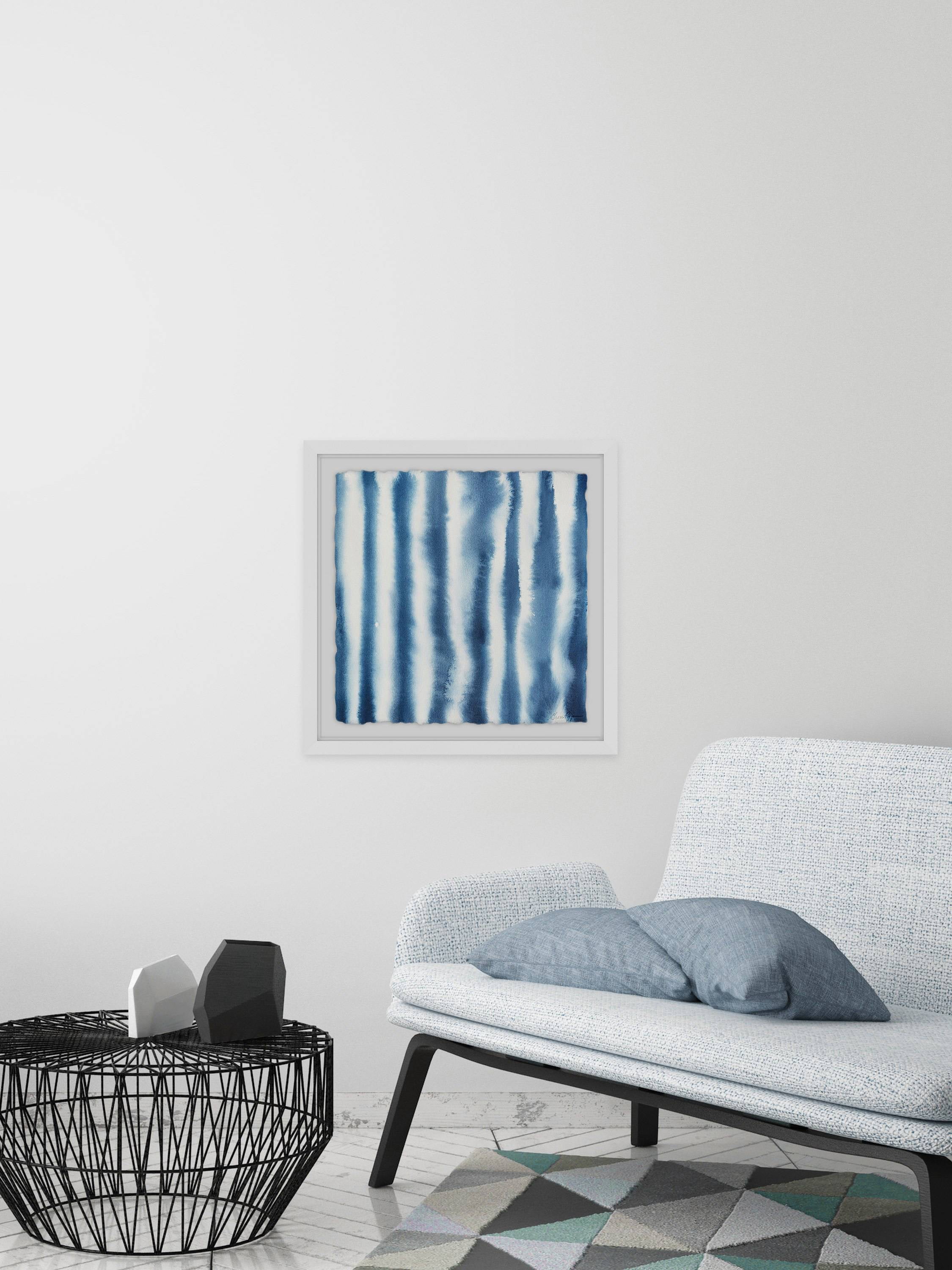 Indigo Bleed IV Framed Painting Art Print