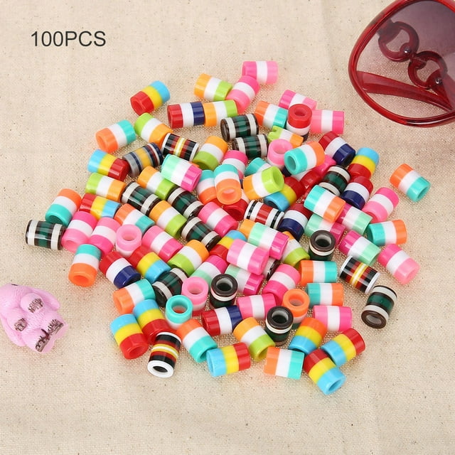 Puños de trenza de pelo de colores, 100 piezas de puños de trenza de pelo de resina de colores, anillos de trenza de pelo con funcionalidad inteligente