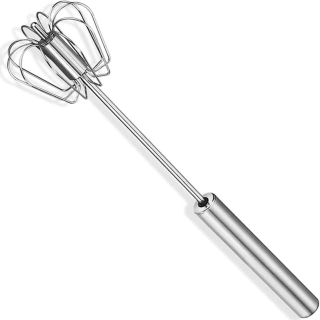 YOPTOP Stainless Steel Semi-Automatic Egg Whisk 12”, Hand Push Egg Beater Mixer Blender for Kitchen