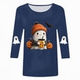 thumbnail image 4 of Towmus Womens Halloween Shirts Cute Ghosts Graphic Crewneck 3/4 Sleeve Tops Elbow Length Print Tees, 4 of 4