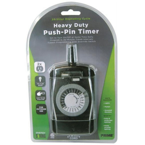 Prime Wire & Cable TNO24111 2-Outlet Pigtail with 24 Hour Electro Mechanical Timer - Black
