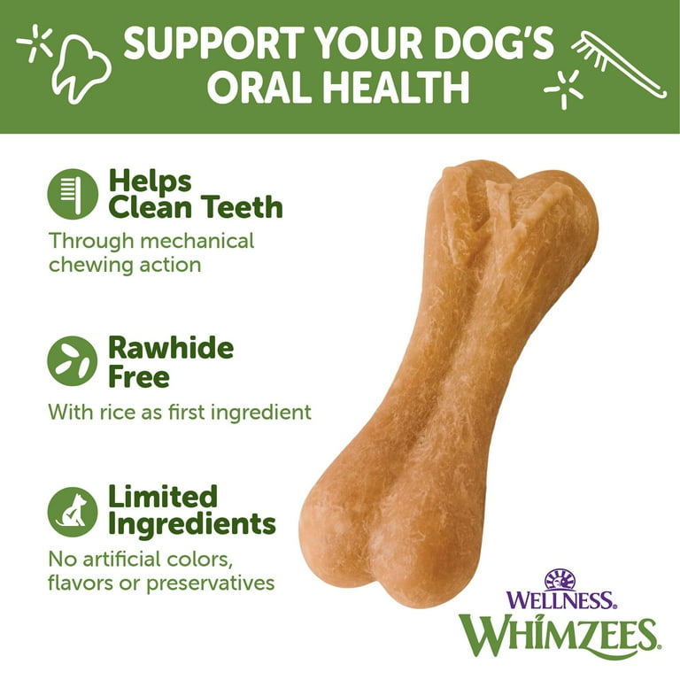 WHIMZEES Rice Bone Natural Dental Chews for Large Dogs, Reduces