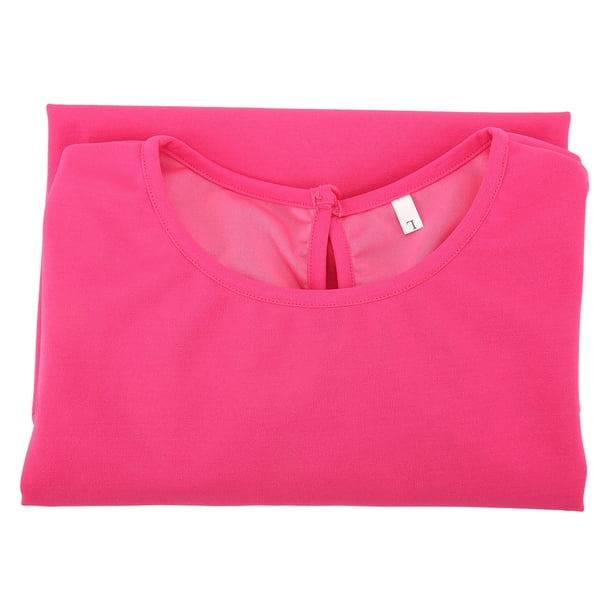 Blusa de manga corta cuello redondo ANGGREK Blusa de verano para mujer Poliéster Ojo de cerradura en la espalda Rosa roja