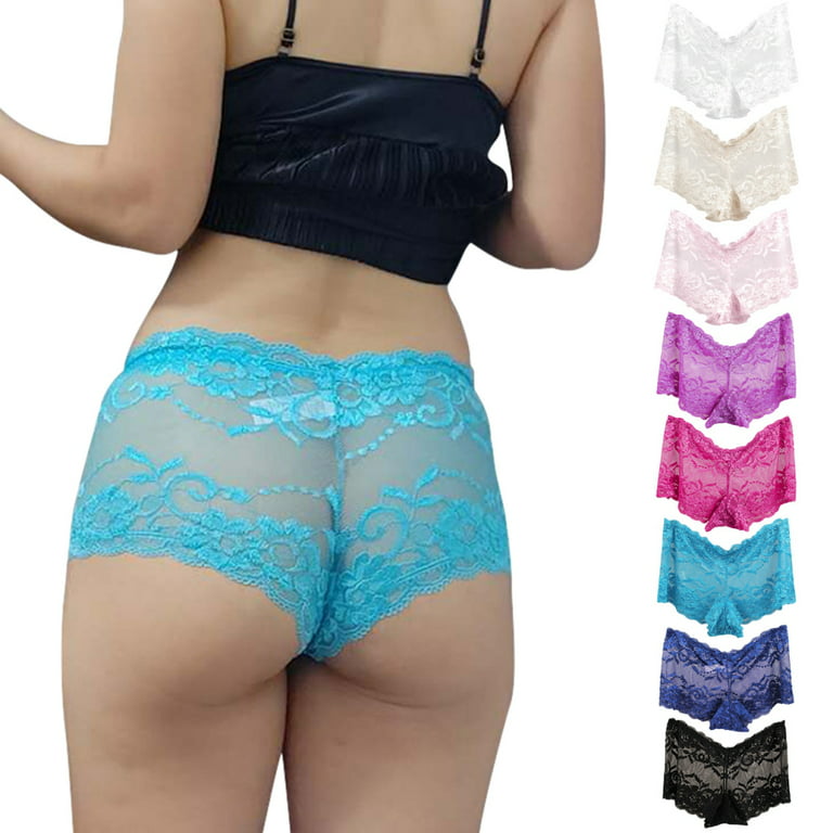 Spdoo Women's Lace Underwear Plus size Boyshort Panties Sexy Sheer Hipster  Panty for Ladies, Pack of 3 Size XXS-XXXL 