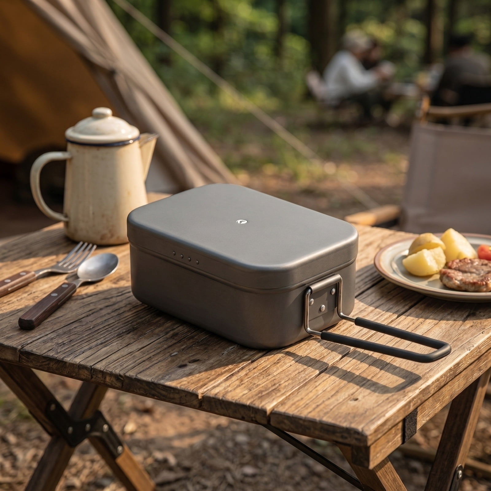 Large Capacity Aluminum Lunch Box Portable Vintage Camping Picnic Food Container Retro Bento Box for Outdoor Hiking Meal Prep Easter Gifts for Men and Women Gear Box