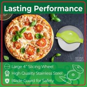 Mindful Design Pizza Cutter Wheel - Dishwasher Safe with Blade Cover - Green