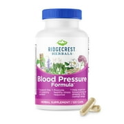 RidgeCrest Herbals Blood Pressure Herbal Formula, 12 Herbs, Poria Mushroom, Gastrodia, Gardenia, for Heart, Vascular, Circulation Health, Nitric Oxide Support, Stress Management (120 Caps, 60 Serv)