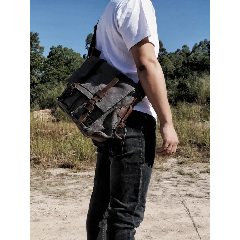 NSXXKJ Canvas Leather Men Messenger Bags I AM LEGEND Will