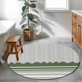 thumbnail image 3 of Dark Green Striped Round Area Rug 3.3Ft Washable Circle Rugs for Dining Room Table, Abstract Modern Geometric Stripes Non-Slip Carpet Floor Mats Indoor Outdoor Carpet Runner Aesthetic Home Decor, 3 of 8