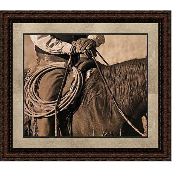 A Moment's Rest | Framed Western Horse Art in Double Mat | 21L X 25W" Inches