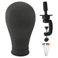 thumbnail image 1 of Milaget 22 Pouces Tête de Bloc de Toile Tête Mannequin Coloré avec Tête de Support pour Cheveux Noir, 1 of 9