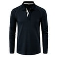 thumbnail image 2 of NaWent Men's Knit Polo Shirts Long Sleeve Sweater Polo Lightweight Fashion Casual Collared T Shirts Blue 4(M), 2 of 6
