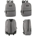 thumbnail image 2 of Classic Solid Color 17 Inch Backpack with Front Zipper Accessory Pocket, Dual Zipper Closure & Padded Shoulder Straps for Work, Office, Gym, Sports, Travel, Commute & Recreation in Gray, 2 of 7