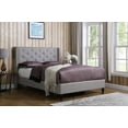 thumbnail image 4 of Oliver and Smith Queen Upholstered Platform Bed Frame Grey - 51 Inch Tall Button Tufted Headboard - Soft Linen Fabric Wood Slats - Modern Fabric Design - Easy Assembly (ASTOR), 4 of 6