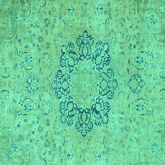Ahgly Company Machine Washable Indoor Square Abstract Turquoise Blue Modern Area Rugs, 4' Square