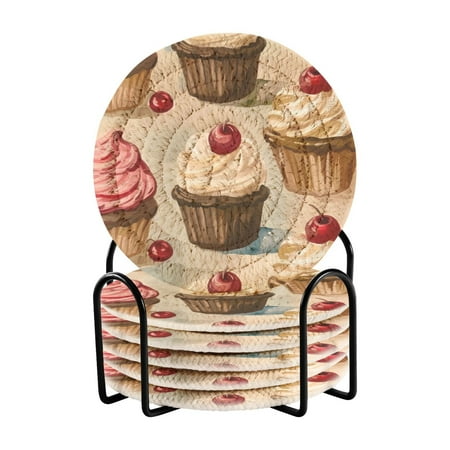 

6 coil coasters 3.94x3.94x0.24 inch water coasters Drink coasters with cup holders Absorbent coasters Heat resistant for bar protection Yellow Cupcake