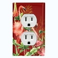 thumbnail image 1 of Metal Light Switch Plate Outlet Cover Tropical Pink Flamingo Flower Leaves Burgundy FGO009, 1 of 13