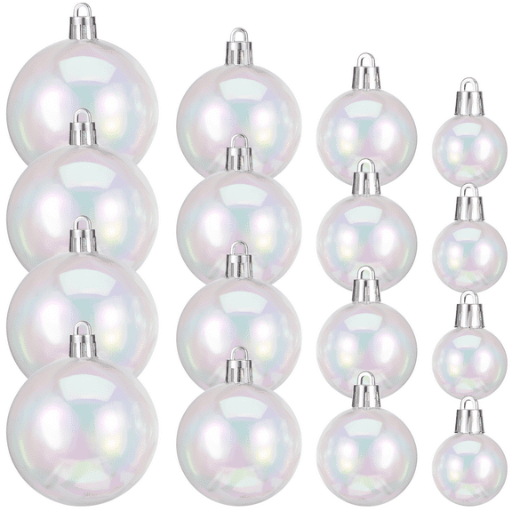 Nomive 18 Pcs Mini Christmas Iridescent Ornaments Balls Plastic Clear Decorative Hanging Ornaments for Xmas Tree Wedding Party Decorations 2.36in