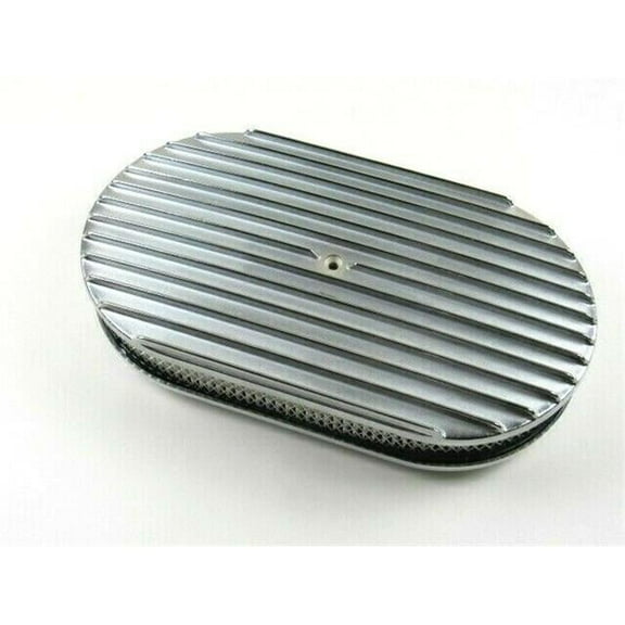 Bous Performance E40041C 15 in. Oval Full Finned Air Cleaner with Element, Chrome