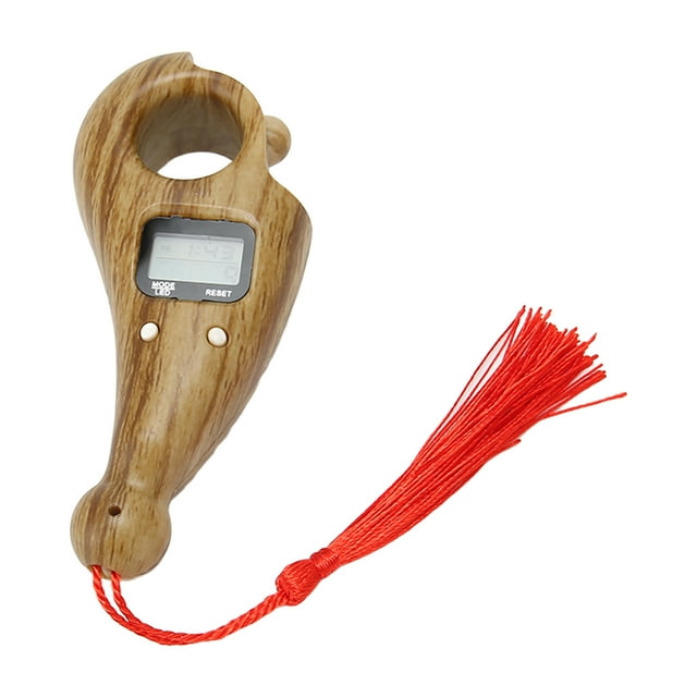Contador digital de cuentas de Buda con borla LCD, bajo nivel de ruido, resistente a impactos, para meditación, movimiento de dedos, madera de durazno