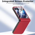 thumbnail image 2 of for Motorola Moto Razr+ 2023 Leather Case with Screen Protector, [Hinge Protection] Premium PU Leather Back Cover Hard PC Bumper Full Coverage Phone Case for Moto Razr Plus 2023 - Red, 2 of 10
