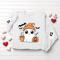 thumbnail image 7 of Womens Halloween Tops Cute Ghost Printed Crew Neck Long Sleeve Trendy Casual Loose Fall Pullover Top White S, 7 of 7