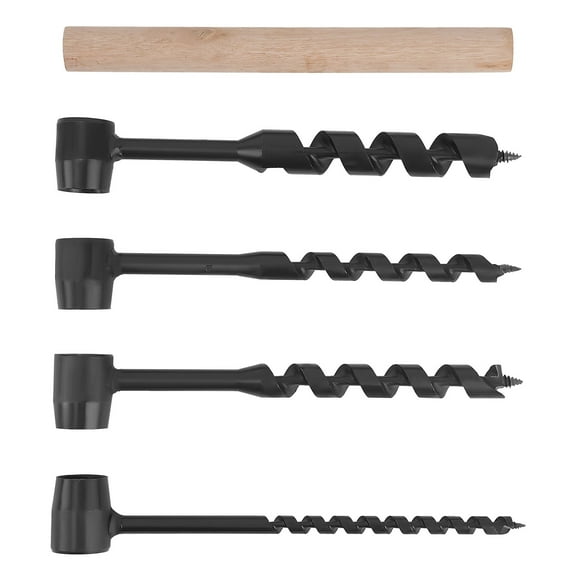maXpeedingrods 4 Pcs Hand Auger Wood Drill, Bushcraft Gear Hand Auger Drill Survival Tools Scotch Eye Wood Auger Hand Drill Bushcraft Auger Tool for Camping, Outdoor, Hiking, Woodworking