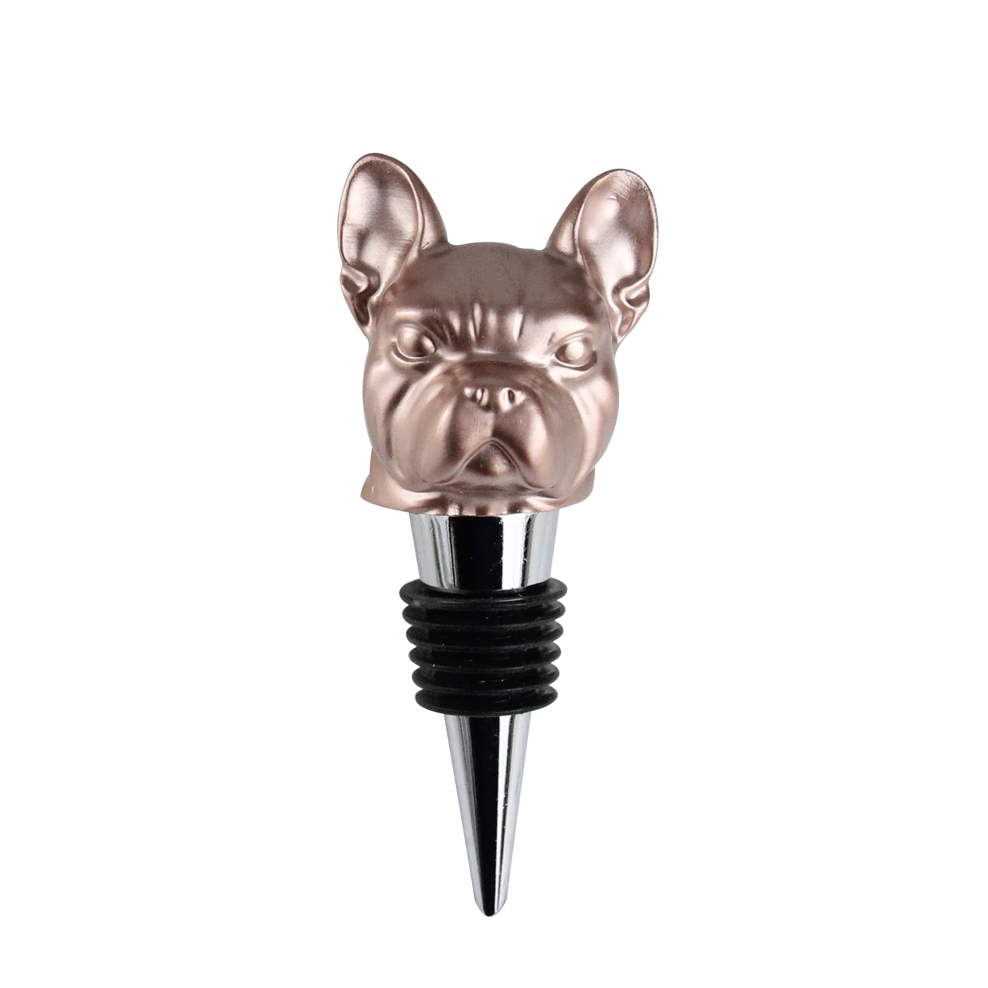4.5" Handcrafted Rose Gold French Bulldog Stainless Steel Wine Bottle Stopper