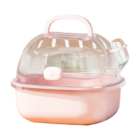 Small Animal Carrier Cage with Water Bottle, Portable Hamster Travel Case | for Small Pets, Gerbils, Mice, Dwarf Hamster Pink