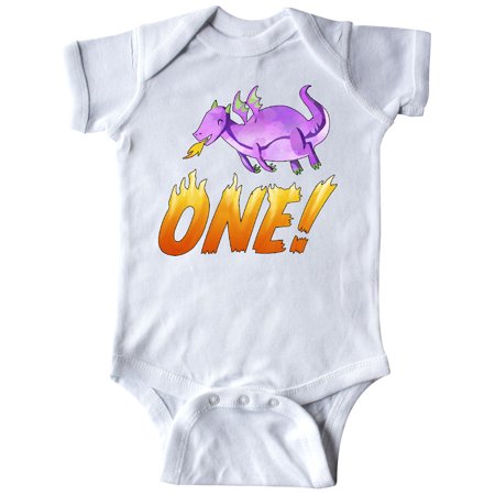 

Inktastic First Birthday Purple Dragon Breathing Fire Gift Baby Boy or Baby Girl Bodysuit