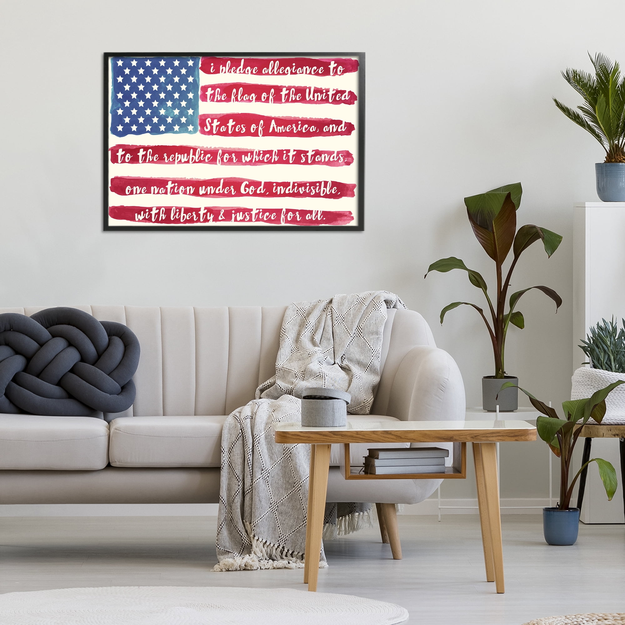 Stupell Industries Pledge Of Allegiance Flag Stripes Black Framed Giclee Art, design by Sophie 6