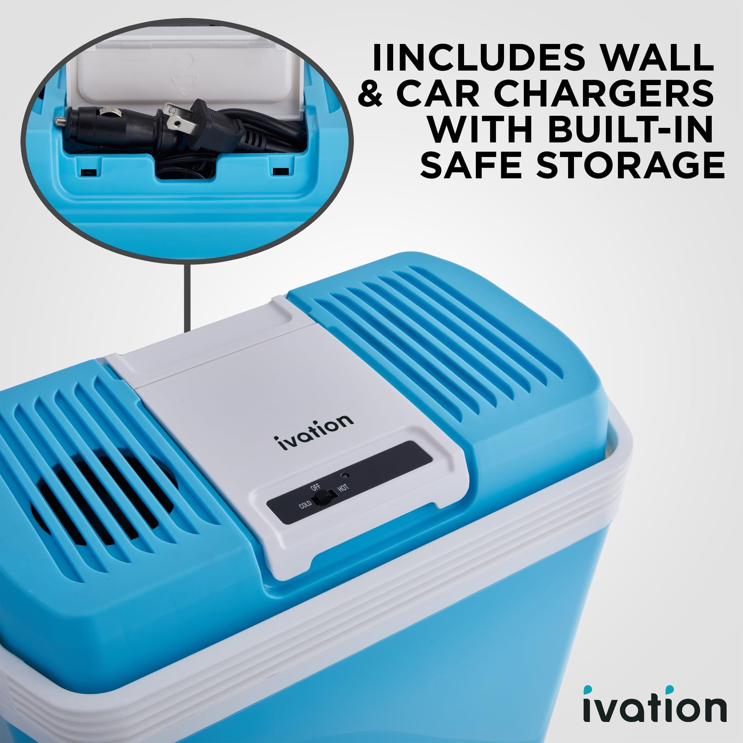 IVATION 24L Portable Thermoelectric Cooler and Warmer Aqua Blue