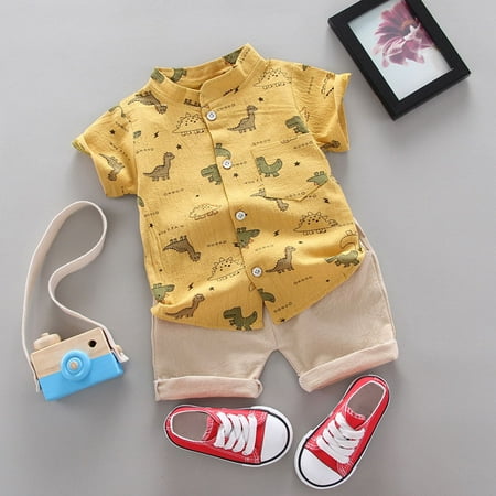 

Hunpta Baby Tops+Pants Dinosaur T-shirt Outfits Toddler Cartoon Set Kids Boys Boys Outfits&Set